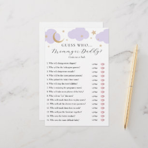 Guess Who Mommy or Daddy Baby Shower game card