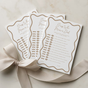 Guess Who Mum or Dad Baby Shower Game Beige Wavy Advice Card