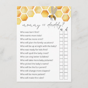 Guess Who Mum or Dad Bee Baby Shower Game Enclosure Card