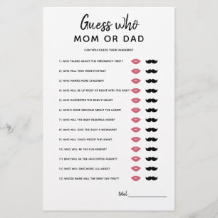 Guess Who Mum or Dad? Minimalist Baby Shower Game