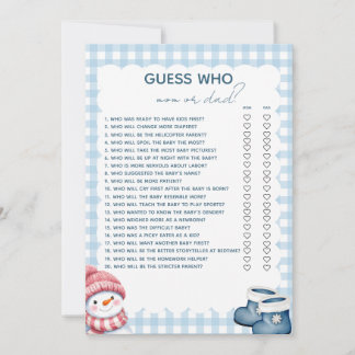 Guess Who Mum Or Dad Winter Baby Shower Game Invitation