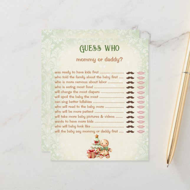 Guess Who Mummy Daddy Classic Baby Shower Game (Front/Back In Situ)