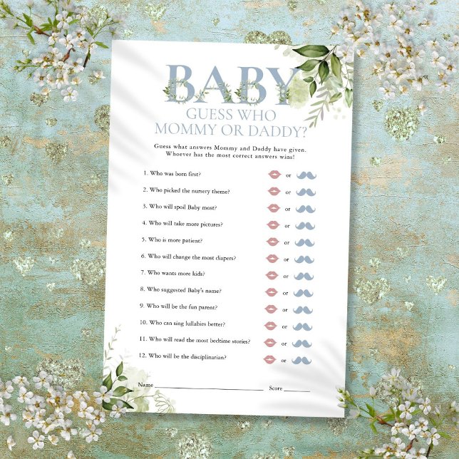 Guess Who Mummy Daddy Greenery Baby Shower Game (Guess Who Mommy Daddy Greenery Baby Shower Game)
