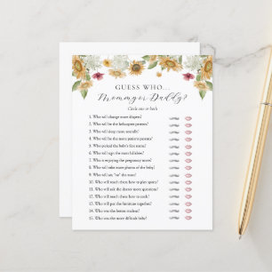 Guess Who Mummy or Daddy Baby Shower game card