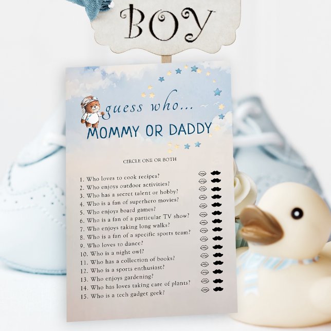 Guess Who Mummy or Daddy Baby Shower game card (Creator Uploaded)