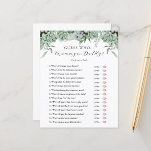 Guess Who Mummy or Daddy Baby Shower game card