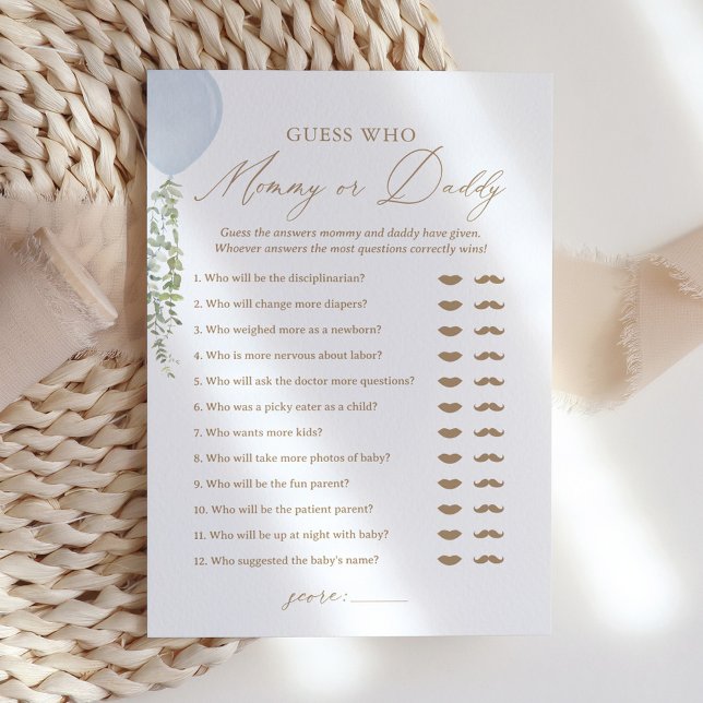 Guess Who Mummy or Daddy Balloon Baby Shower Game Invitation (Creator Uploaded)