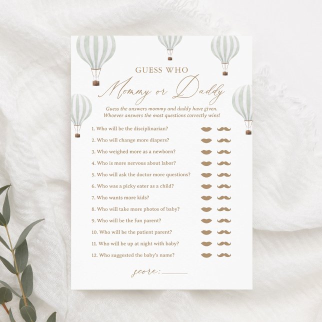 Guess Who Mummy or Daddy Balloon Baby Shower Game Invitation (Creator Uploaded)