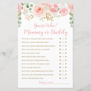 Guess Who? Mummy or Daddy Game Card, Baby Shower