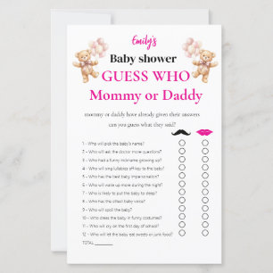 Guess Who? Mummy or Daddy Girl Baby Shower Game