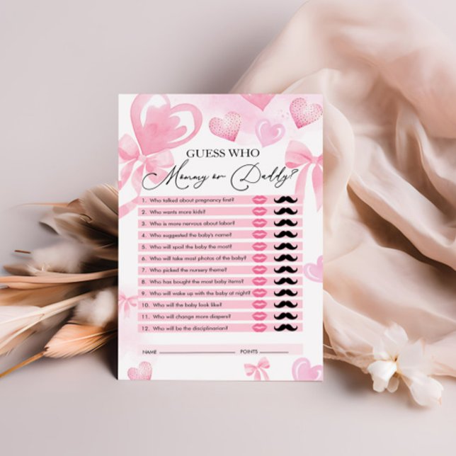 Guess Who, Mummy or Daddy, Heart Baby Shower Game (Creator Uploaded)