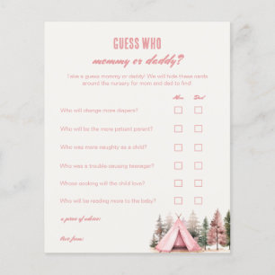 Guess Who Mummy or Daddy Pink Camping Game