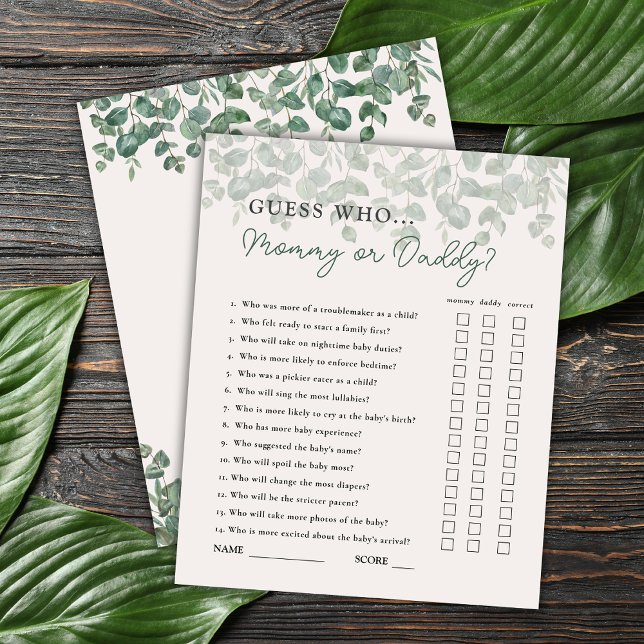 Guess Who Mummy or Daddy Safari Baby Shower Game (Creator Uploaded)