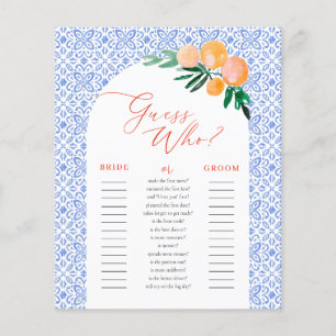 Guess Who Orange Spritz Bridal Shower Game