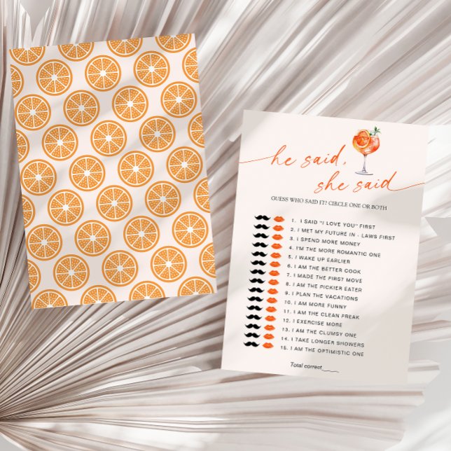 Guess Who Said It Aperol Spritz Bridal Shower Game Invitation (Creator Uploaded)