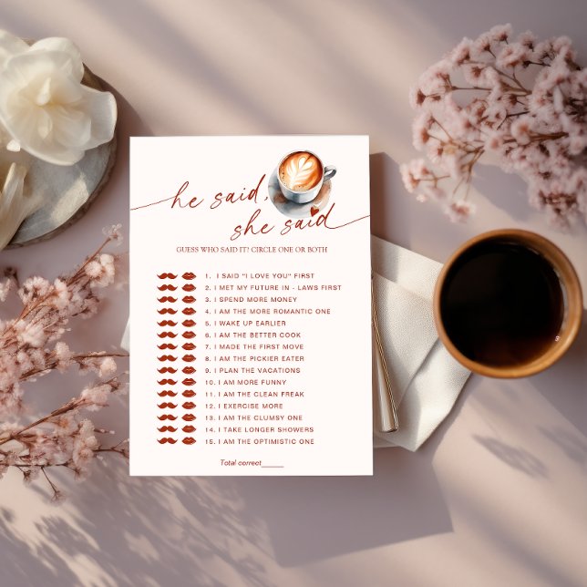 Guess Who Said It Coffee Bridal Shower Game Invitation (Creator Uploaded)
