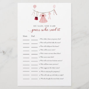 Guess who said it Little Sweetheart Baby Shower Flyer