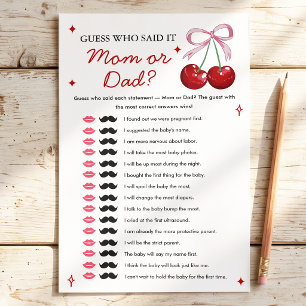 Guess Who Said It Mum Dad Cherry Baby Shower Game