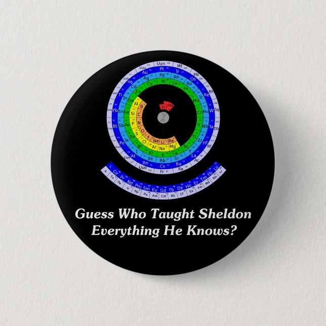 Guess Who Taught Sheldon Everything He Knows? 6 Cm Round Badge (Front)