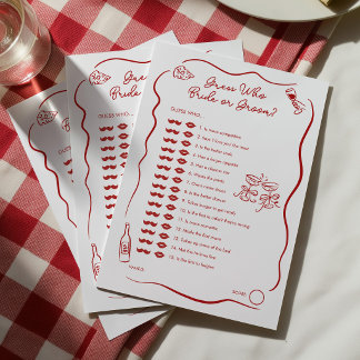 Guess Who That's Amore Italian Bridal Shower Game Advice Card