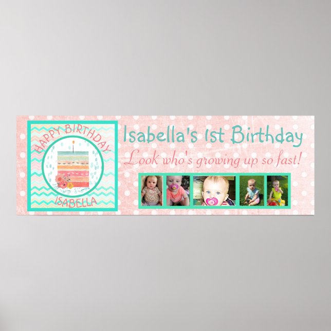 Guess Who Turning 1 First Birthday Banner Poster (Front)