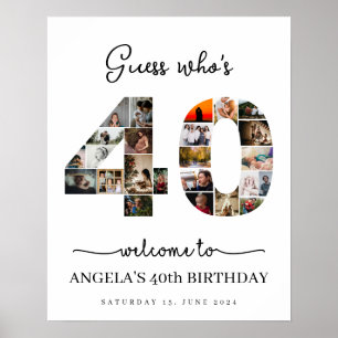 Guess who's 40 Photo Collage birthday party sign