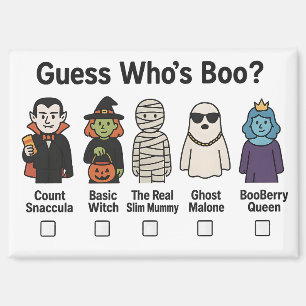 Guess Who's Boo? Halloween Funny Character Lineup Magnet