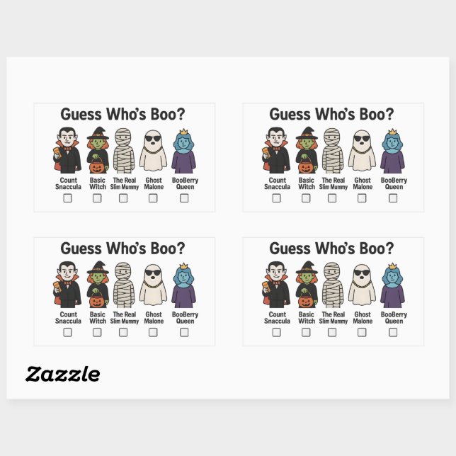 Guess Who's Boo Halloween Party Guessing Game Rectangular Sticker (Sheet)