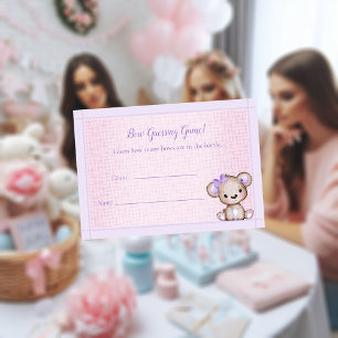 Guessing Count Baby Shower Cute Purple Bear Game Enclosure Card