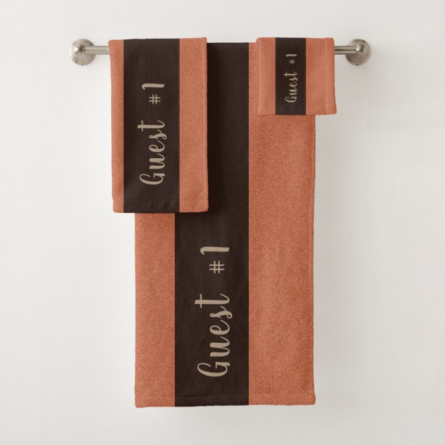 Guest #1 Fluffy Structure Custom Text Red Bath Towel Set (Insitu)