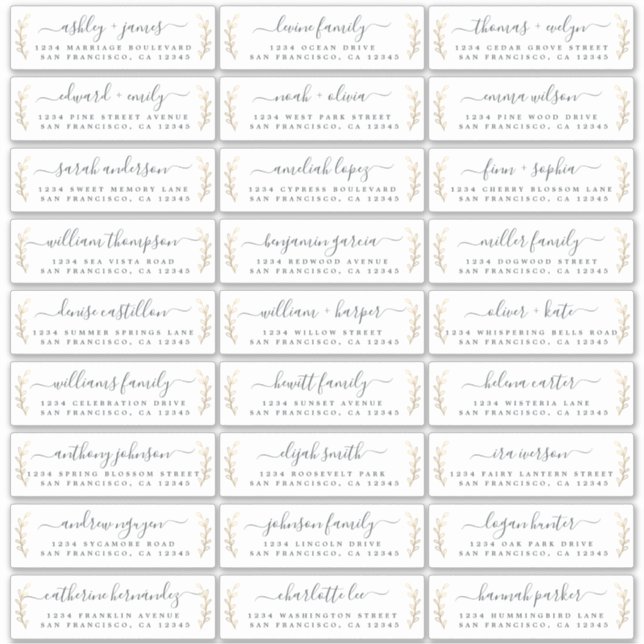 Guest Address Labels: ORDER ON 14" or 8" (Front)