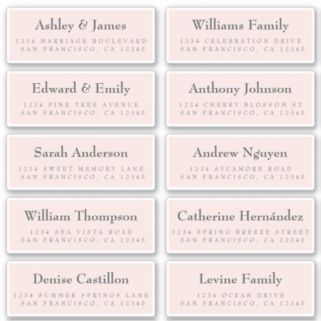Guest Address Labels: ORDER ON 8" or 6" (Front)