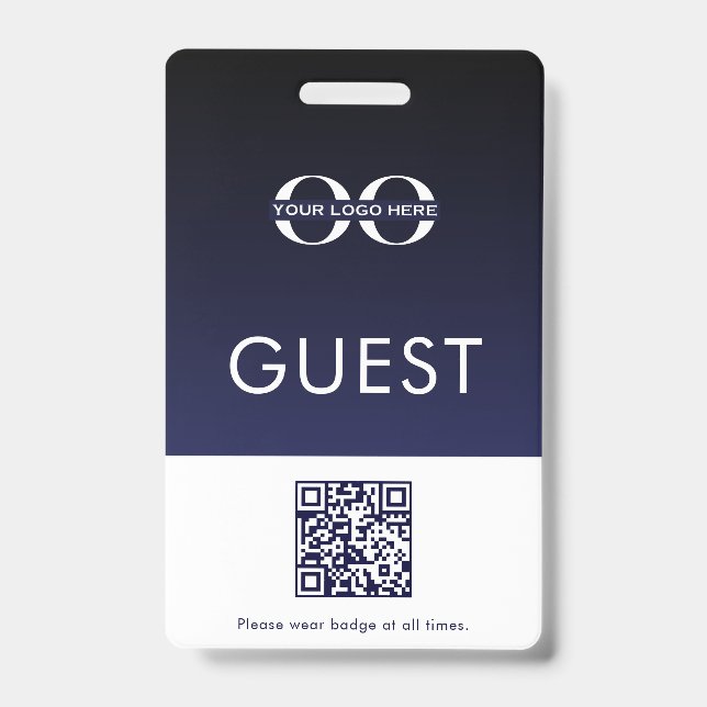 Guest Badge Company Logo QR Code ID Badge (Front)