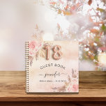 Guest book 18th birthday pampas grass rose gold<br><div class="desc">For an elegant 18th birthday party. A rose gold,  blush pink rustic faux metallic looking background. Decorated with rose gold,  pink florals,  pampas grass. Personalize and add a name and date.</div>