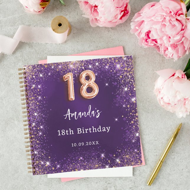 Guest book 18th Birthday purple rose gold glitter (Creator Uploaded)