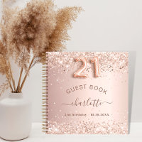 Guest book 21st birthday rose gold blush