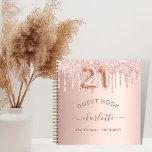 Guest book 21st birthday rose gold glitter drips<br><div class="desc">A guestbook for a feminine and glamourous 21st birthday party.  A stylish rose gold faux metallic looking background with faux glitter drips,  paint dripping look. Add your name,  text.</div>