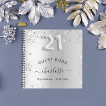 Guest book 21st birthday silver glitter name glam<br><div class="desc">A guestbook for a feminine and glamourous birthday party.  A stylish faux silver looking background with faux glitter,  sparkles. Add your name,  and text.  Age number is written with a balloon style font.</div>