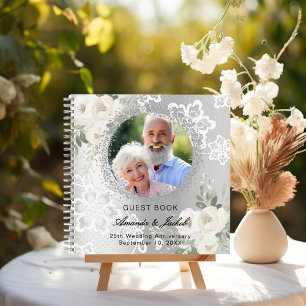 Guest book 25th Wedding Anniversary silver photo