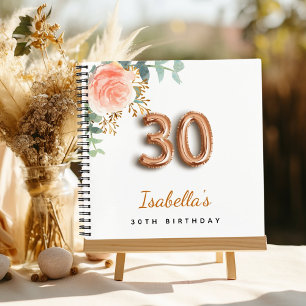 Guest book 30th birthday rose gold eucalyptus
