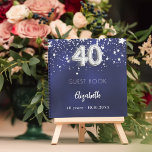 Guest book 40th birthday navy blue silver stars<br><div class="desc">A navy blue background colour with faux silver stars. The blue colour is uneven.  Add your name,  text.</div>