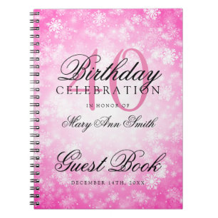 Guest Book 40th Birthday Pink Winter Wonderland