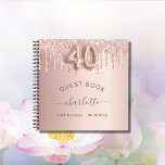 Guest book 40th birthday rose gold drips<br><div class="desc">A guestbook for a feminine and glamourous 40th birthday party.  A stylish rose gold background with drips.  Add your name,  text.</div>