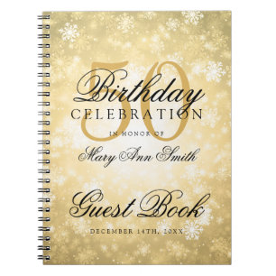Guest book 50th Birthday Gold Winter Wonderland