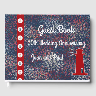 Guest Book, 50th Wedding Anniversary Nautical Book