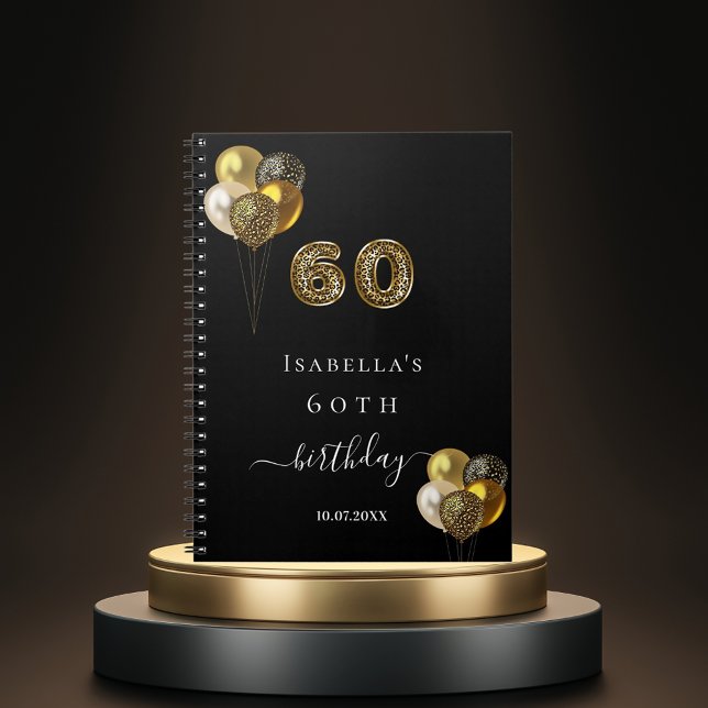 Guest book 60th birthday black gold leopard animal (Creator Uploaded)