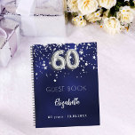 Guest book 60th birthday navy blue silver stars<br><div class="desc">A navy blue background colour with faux silver stars. The blue colour is uneven.  Add your name,  text.</div>