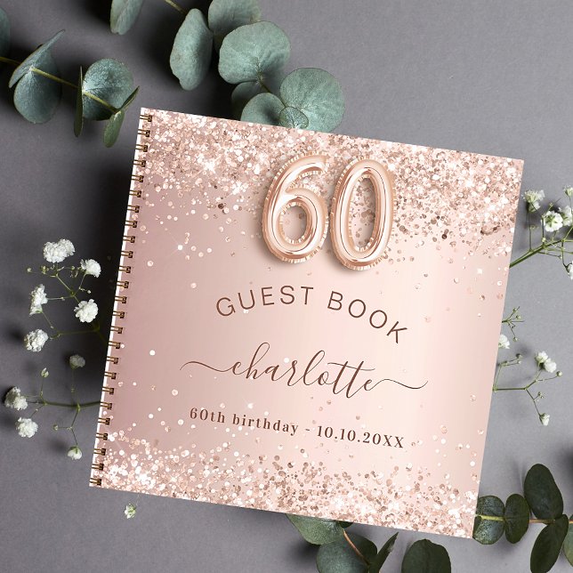 Guest book 60th birthday rose gold blush (Creator Uploaded)