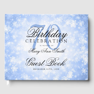 Guest Book 70th Birthday Blue Winter Wonderland