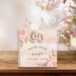 Guest book 90th birthday pampas grass rose gold<br><div class="desc">For an elegant 90th birthday party. A rose gold,  blush pink rustic faux metallic looking background. Decorated with rose gold,  pink florals,  pampas grass. Personalise and add a name and date.</div>